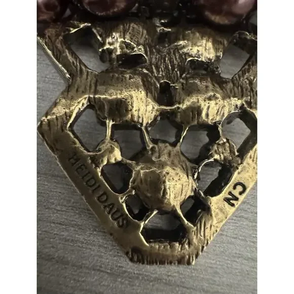 Heidi Daus Aubergine Art Deco Triple Strand Vintage Necklace AB Crystal Pendant - Picture 14 of 16